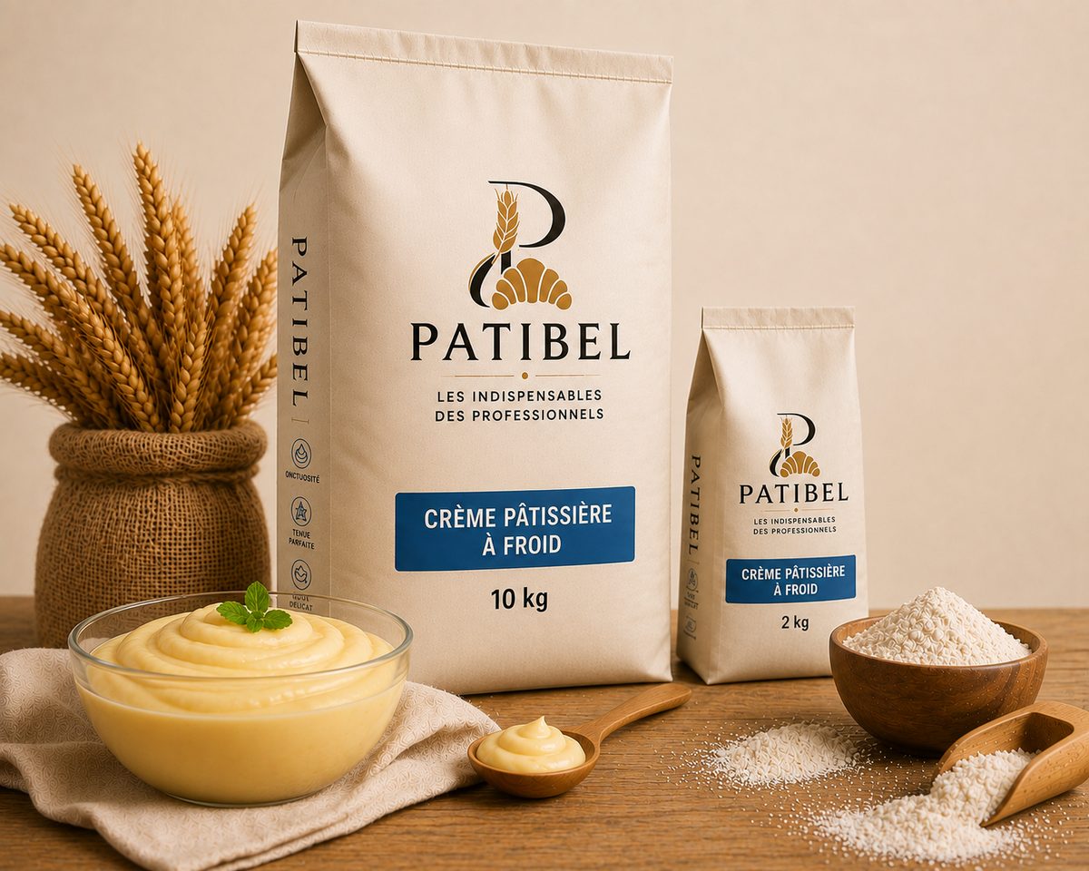 Crème pâtissière à froid Patibel, sacs de 10 kg et 20 kg
